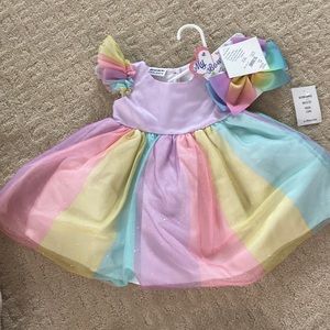 Rainbow unicorn colored baby toddler girl party dress